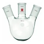 Merck Synthware three neck round bottom flask with angled side necks