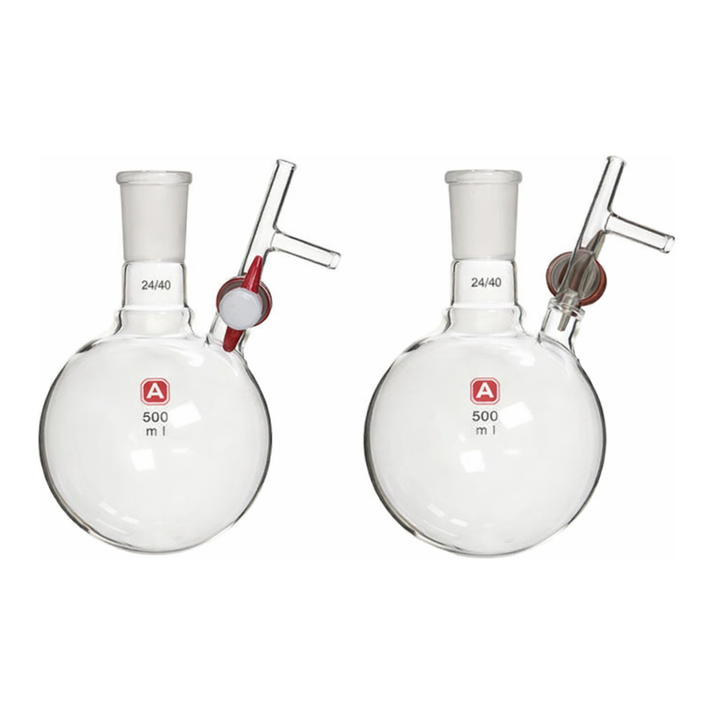 Merck Aldrich round-bottom storage flask with stopcock-equipped septum-inlet