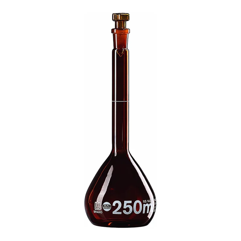 Merck BRAND BLAUBRAND volumetric flask, glass stopper, amber glass