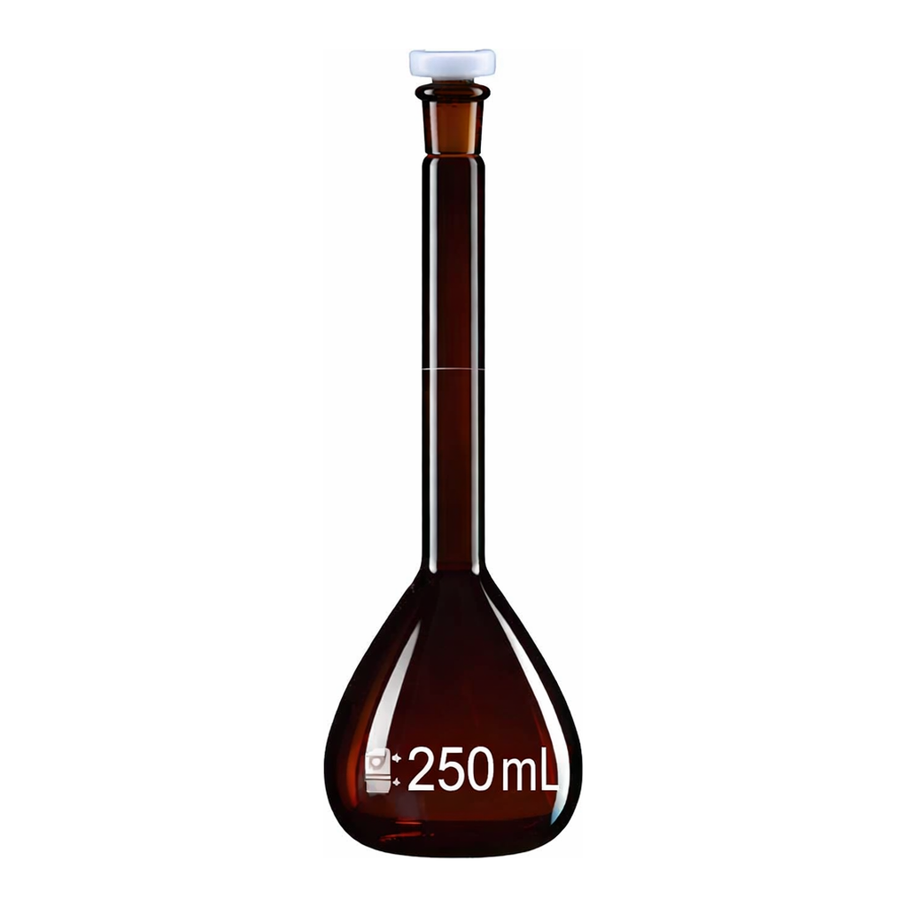 Merck BRAND BLAUBRAND volumetric flask, PP stopper, amber glass