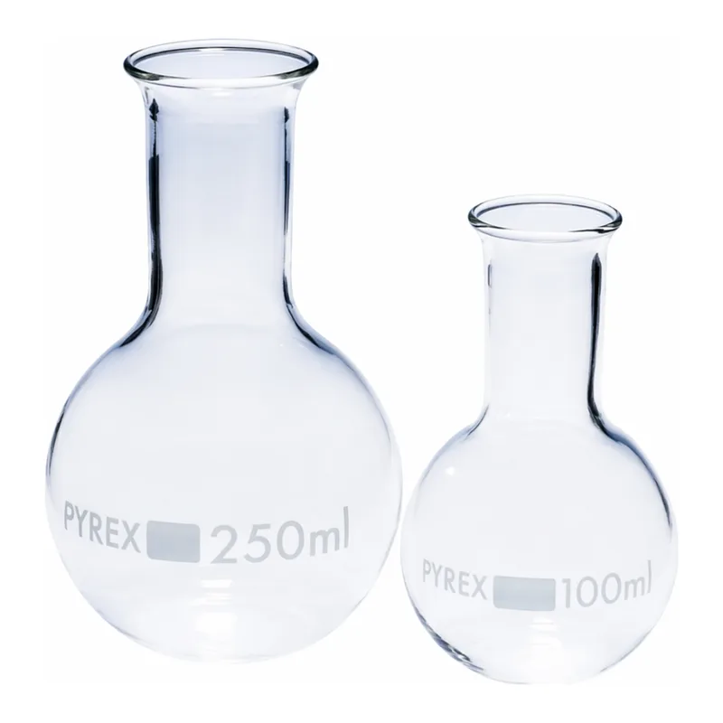 Merck Pyrex Boiling flask, flat bottom, narrow neck