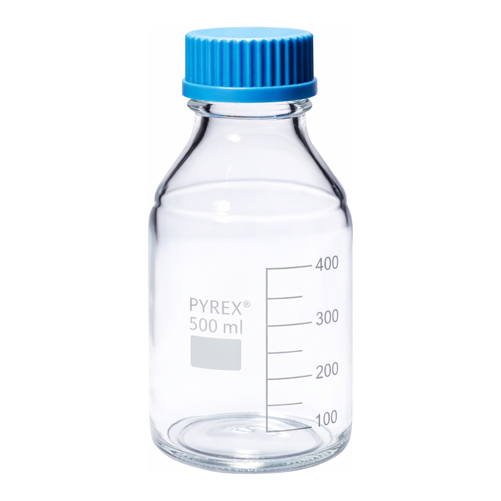 Merck Pyrex Media-Lab Bottles, with cap and pouring ring, with printed trace code