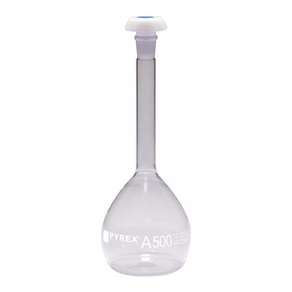 Merck Pyrex Volumetric flask, heavy duty, class A, works certified, USP/ISO/DIN tolerances