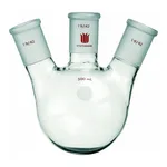 Merck Synthware three neck round bottom flask with angled side necks