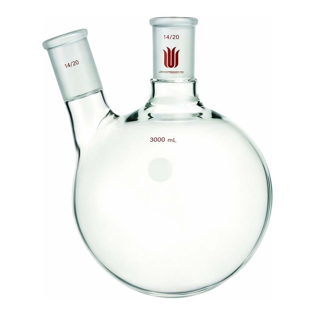Merck Synthware two neck round bottom flask with angled side neck
