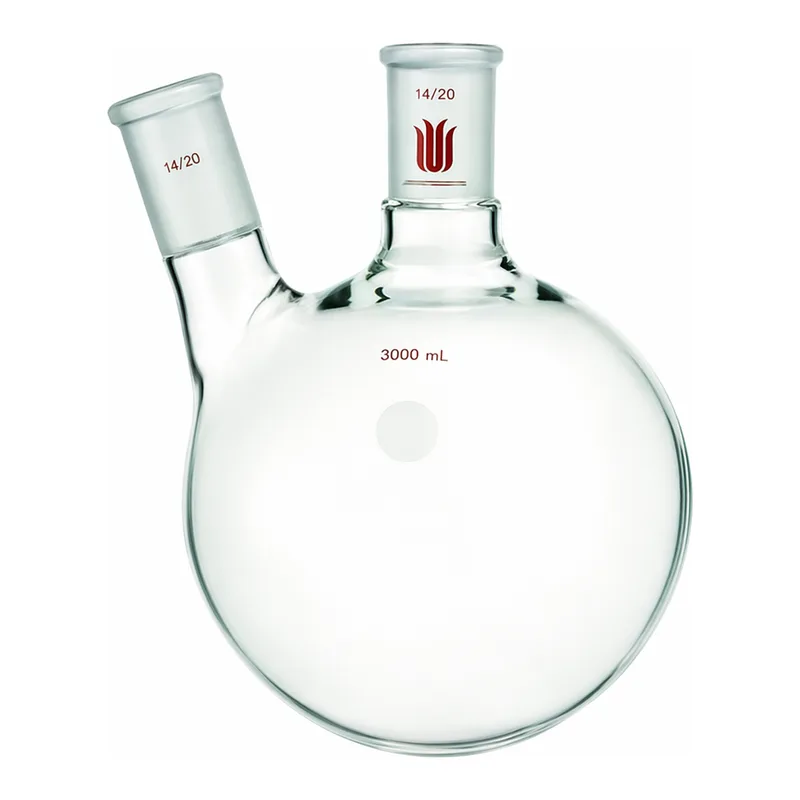 Merck Synthware two neck round bottom flask with angled side neck