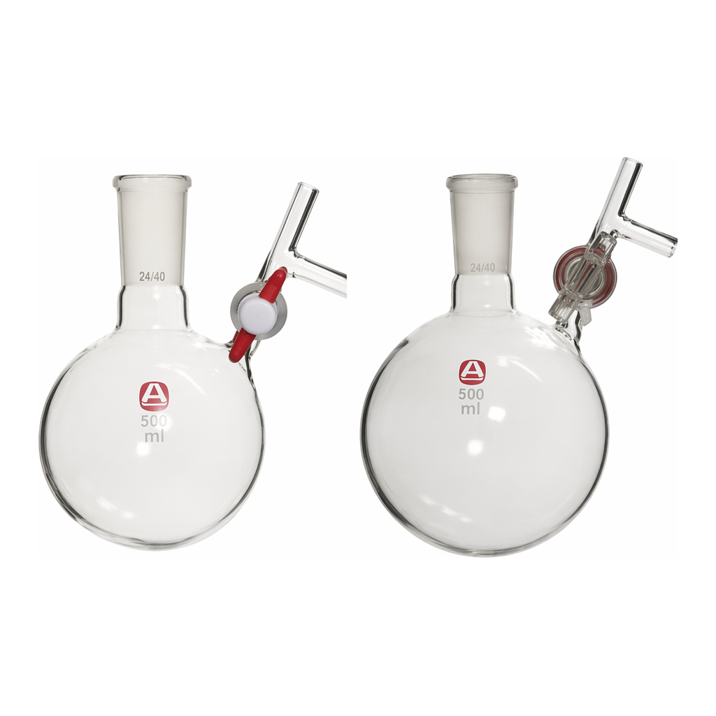 Merck Aldrich round-bottom storage flask with stopcock-equipped septum-inlet