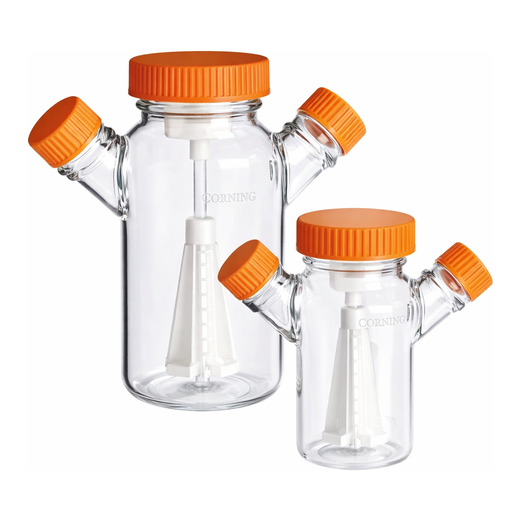 Merck Corning ProCulture glass spinner flask only, baffled, vertical sidearms