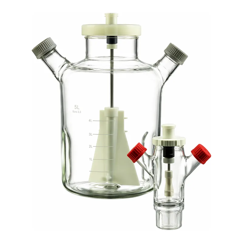 Merck Corning ProCulture glass spinner flask complete, baffled, angled sidearms