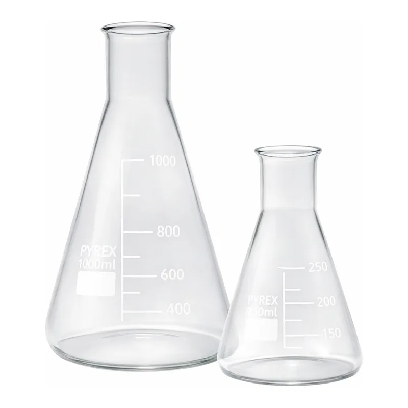 Merck Pyrex Erlenmeyer flask, narrow neck, with printed trace code