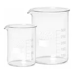 Merck Pyrex Griffin beakers, low form, with printed trace code