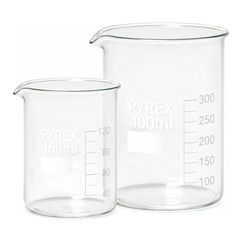 Merck Pyrex Griffin beakers, low form, with printed trace code