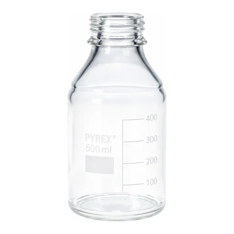 Merck Pyrex Media-Lab Bottles, with-out cap and pouring ring, with printed trace code