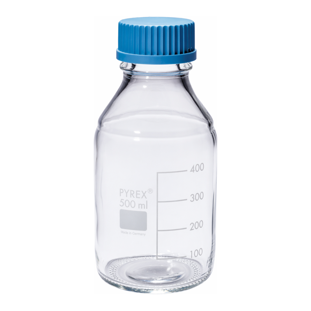 Merck Pyrex Media-Lab Bottles, with cap and pouring ring, with printed trace code