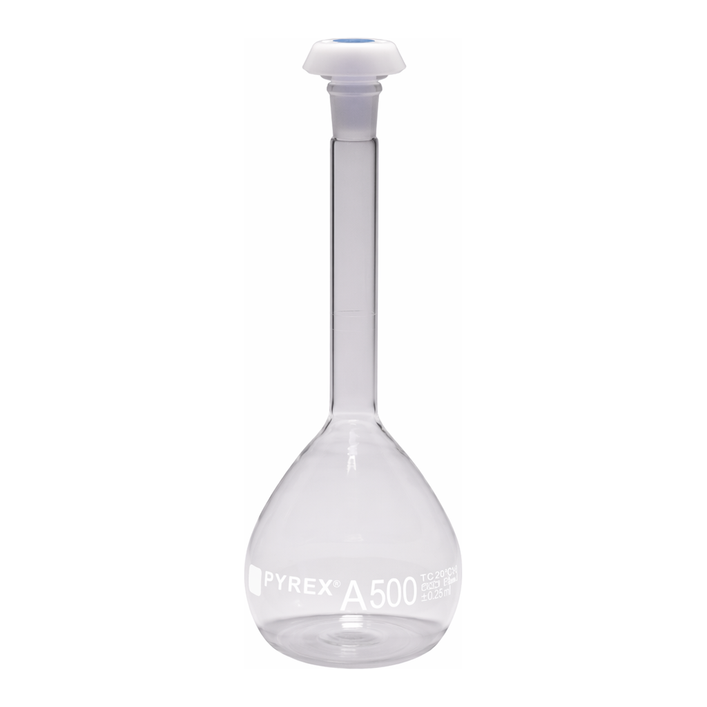 Merck Pyrex Volumetric flask, heavy duty, class A, works certified, USP/ISO/DIN tolerances