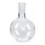 Merck Pyrex round-bottom heavy wall boiling flask, short neck with joint