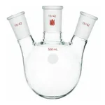 Merck Synthware three neck round bottom flask with angled side necks
