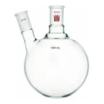 Merck Synthware two neck round bottom flask with angled side neck