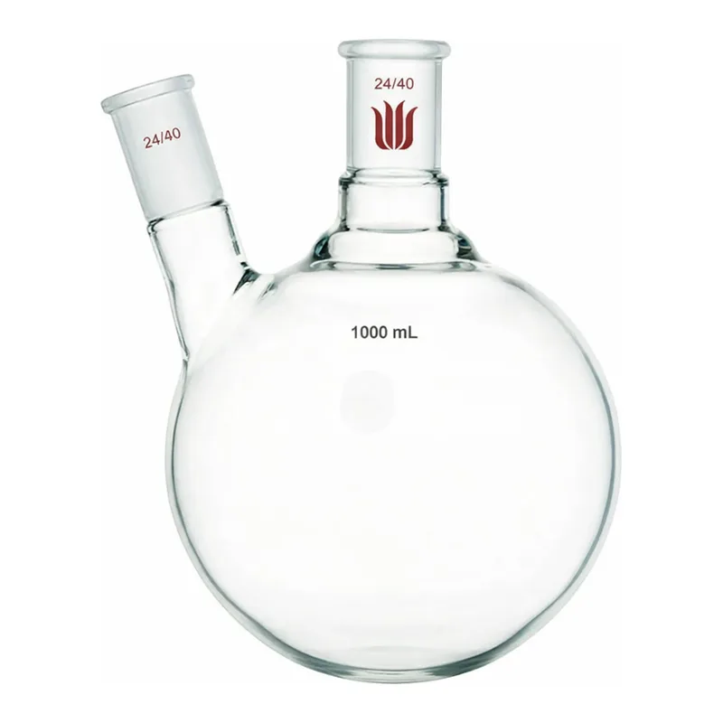 Merck Synthware two neck round bottom flask with angled side neck