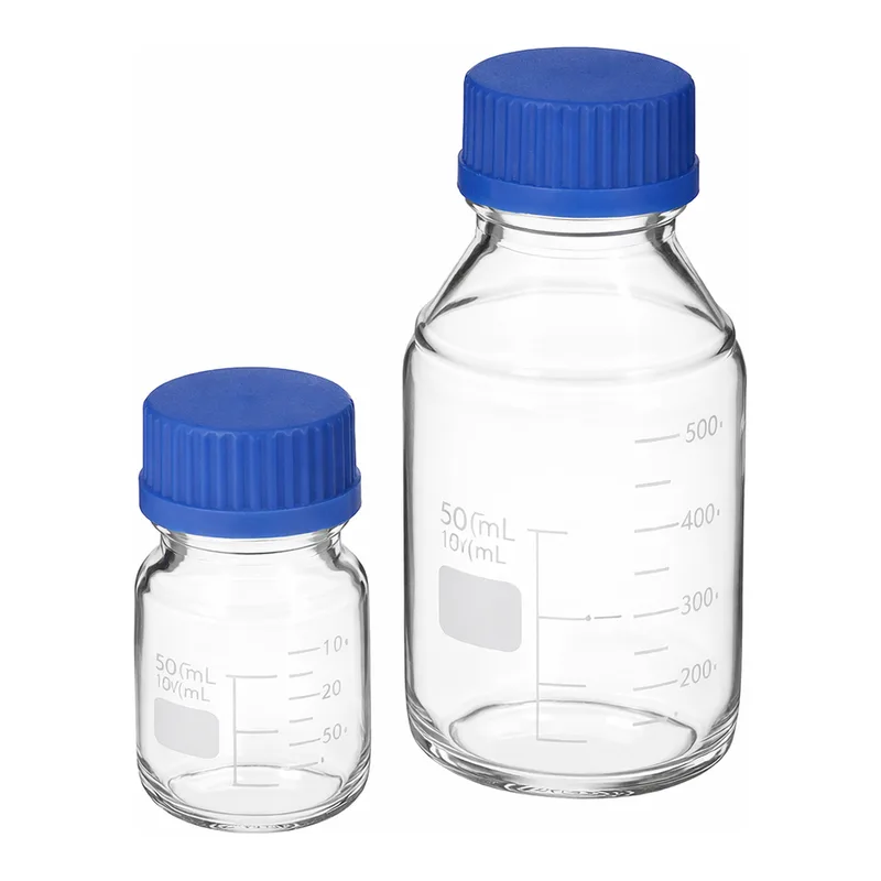 Merck Duran laboratory bottles, with caps
