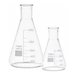 Merck Pyrex Erlenmeyer flask, narrow neck, with printed trace code