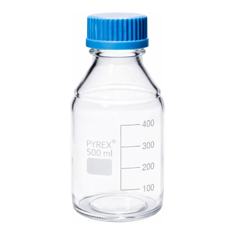 Merck Pyrex Media-Lab Bottles, with cap and pouring ring, with printed trace code