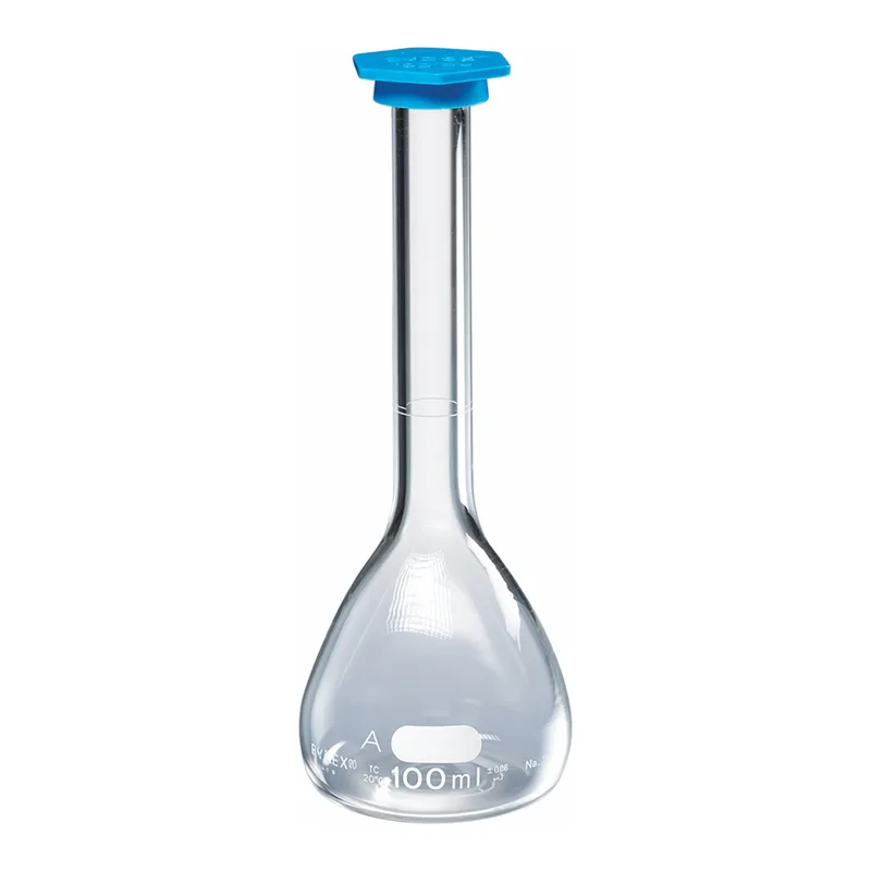 Merck Pyrex class A volumetric flask with snap cap