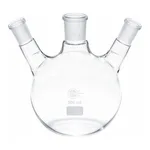 Merck Quickfit three-neck round-bottom flasks with angled necks