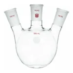 Merck Synthware three neck round bottom flask with angled side necks