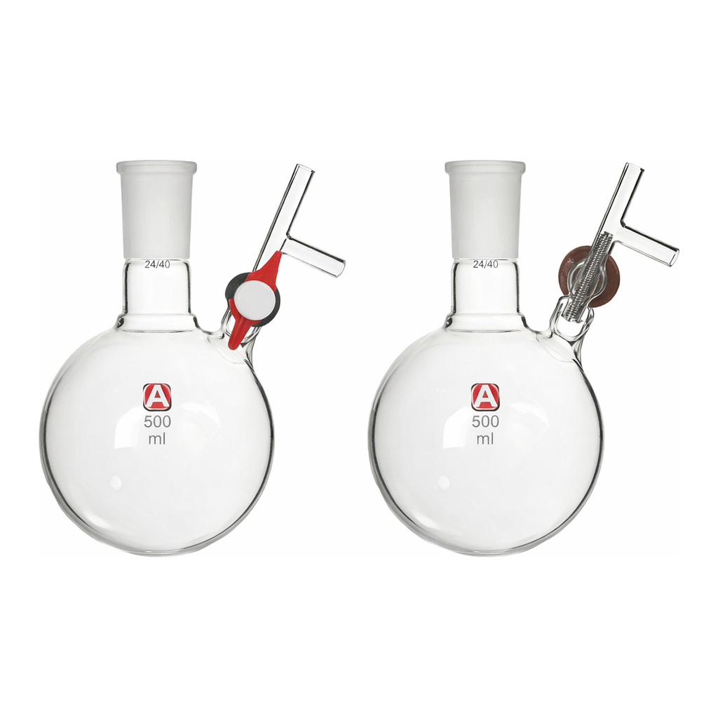 Merck Aldrich round-bottom storage flask with stopcock-equipped septum-inlet