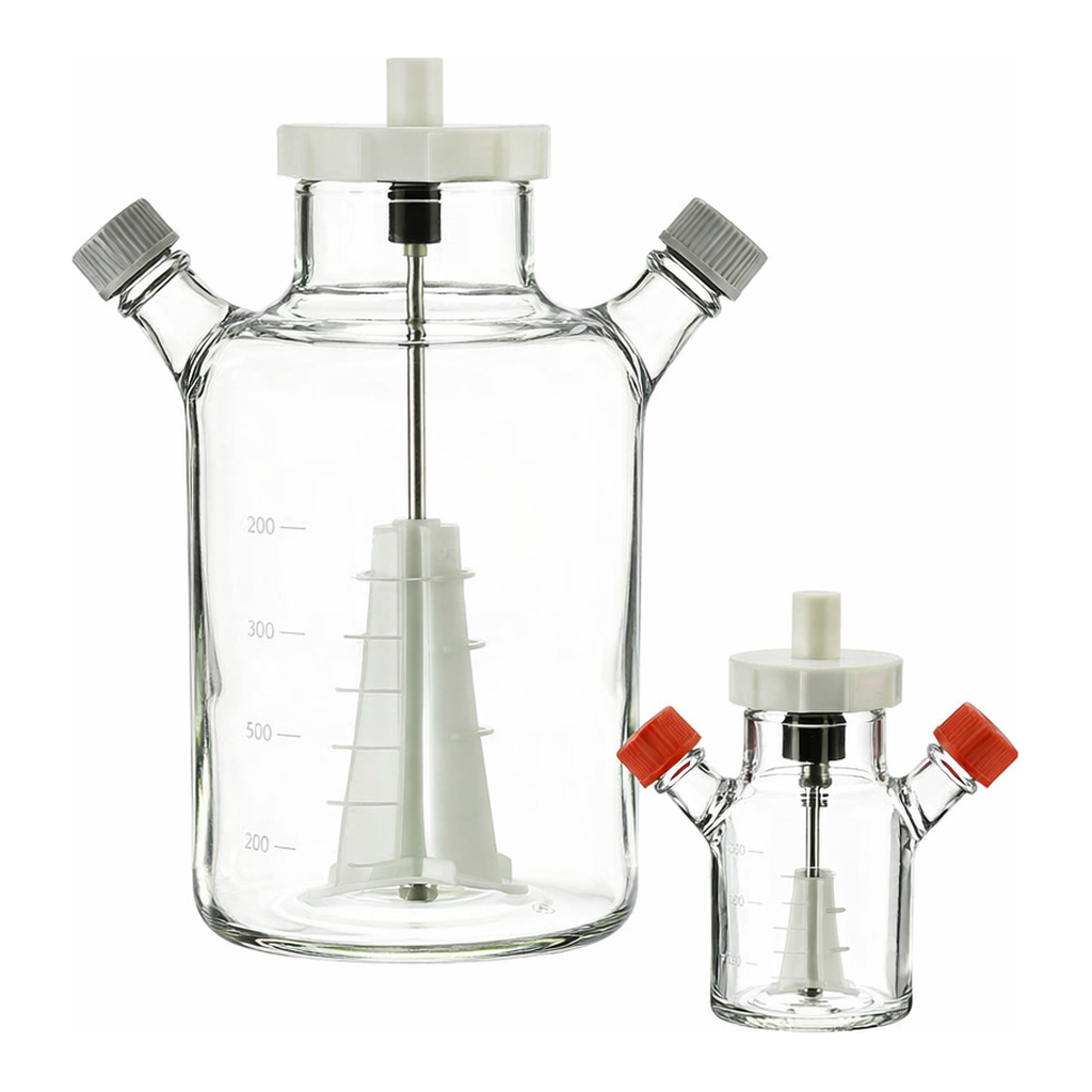 Merck Corning ProCulture glass spinner flask complete, baffled, angled sidearms