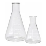 Merck Pyrex Erlenmeyer flask, narrow neck, with printed trace code