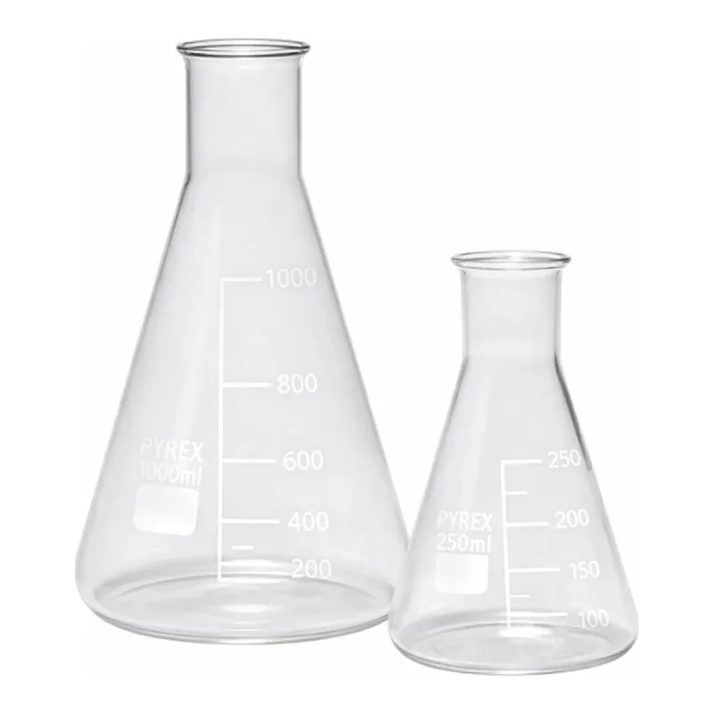 Merck Pyrex Erlenmeyer flask, narrow neck, with printed trace code