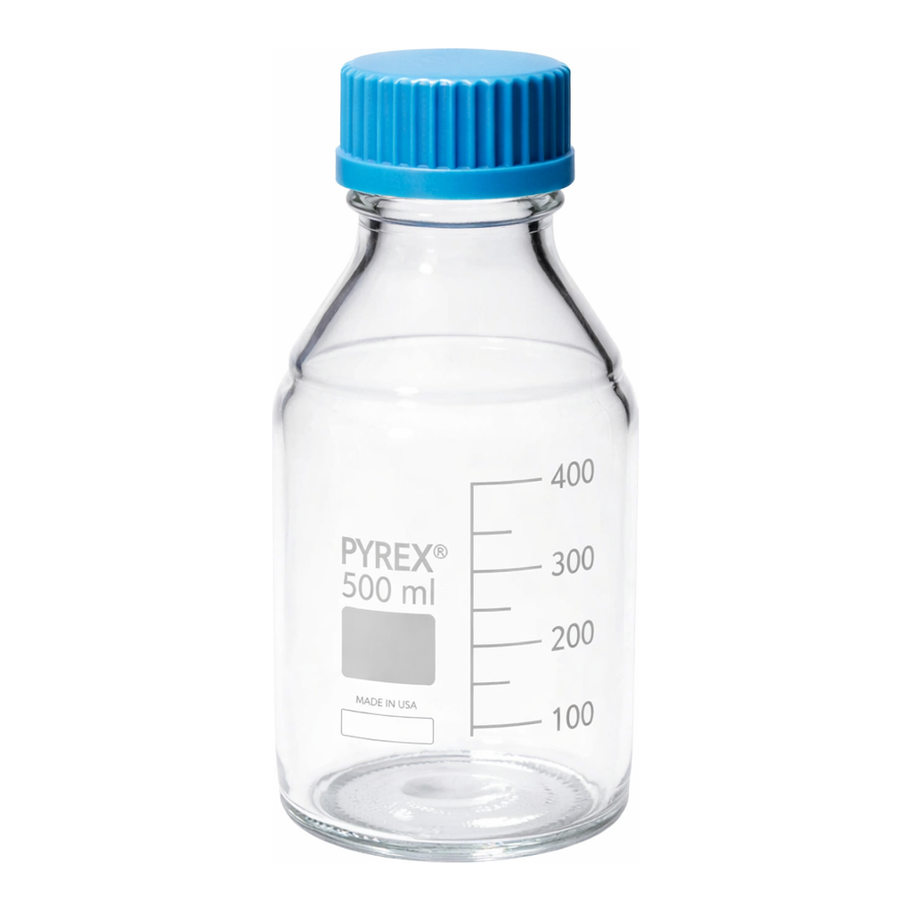 Merck Pyrex Media-Lab Bottles, with cap and pouring ring, with printed trace code