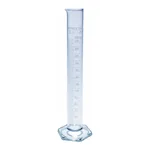 Merck Pyrex Measuring cylinder with spout, class A with white graduations