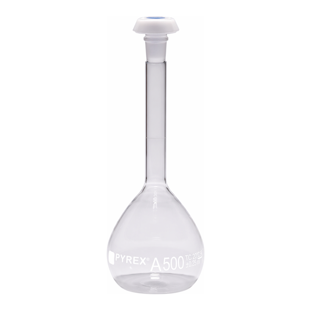 Merck Pyrex Volumetric flask, heavy duty, class A, works certified, USP/ISO/DIN tolerances