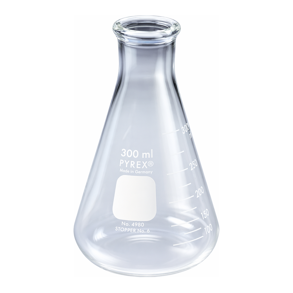 Merck Pyrex narrow-mouth graduated Erlenmeyer flask
