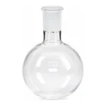 Merck Pyrex round-bottom heavy wall boiling flask, short neck with joint