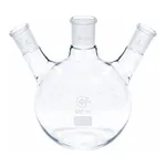Merck Quickfit three-neck round-bottom flasks with angled necks