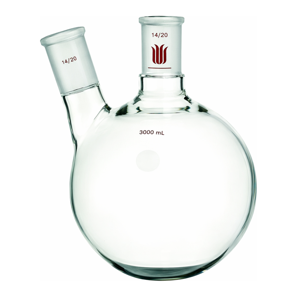 Merck Synthware two neck round bottom flask with angled side neck