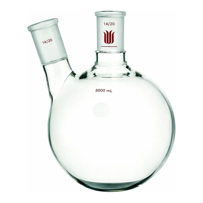 Merck Synthware two neck round bottom flask with angled side neck