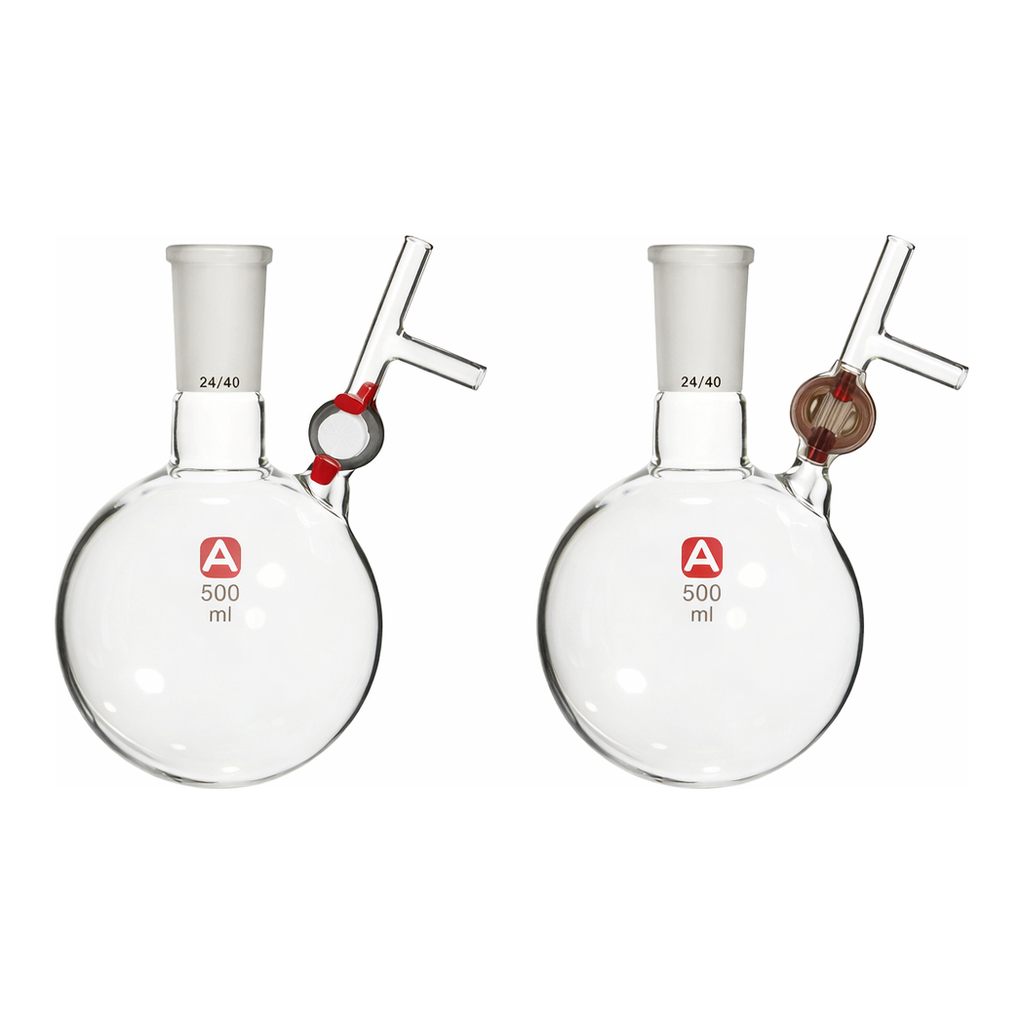 Merck Aldrich round-bottom storage flask with stopcock-equipped septum-inlet