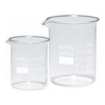 Merck Pyrex Griffin beakers, low form, with printed trace code