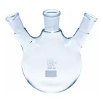 Merck Quickfit three-neck round-bottom flasks with angled necks