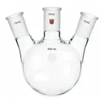 Merck Synthware three neck round bottom flask with angled side necks