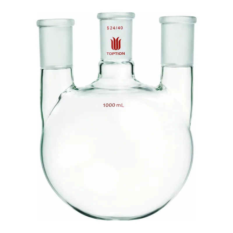 Merck Synthware three neck round bottom flask with vertical side necks