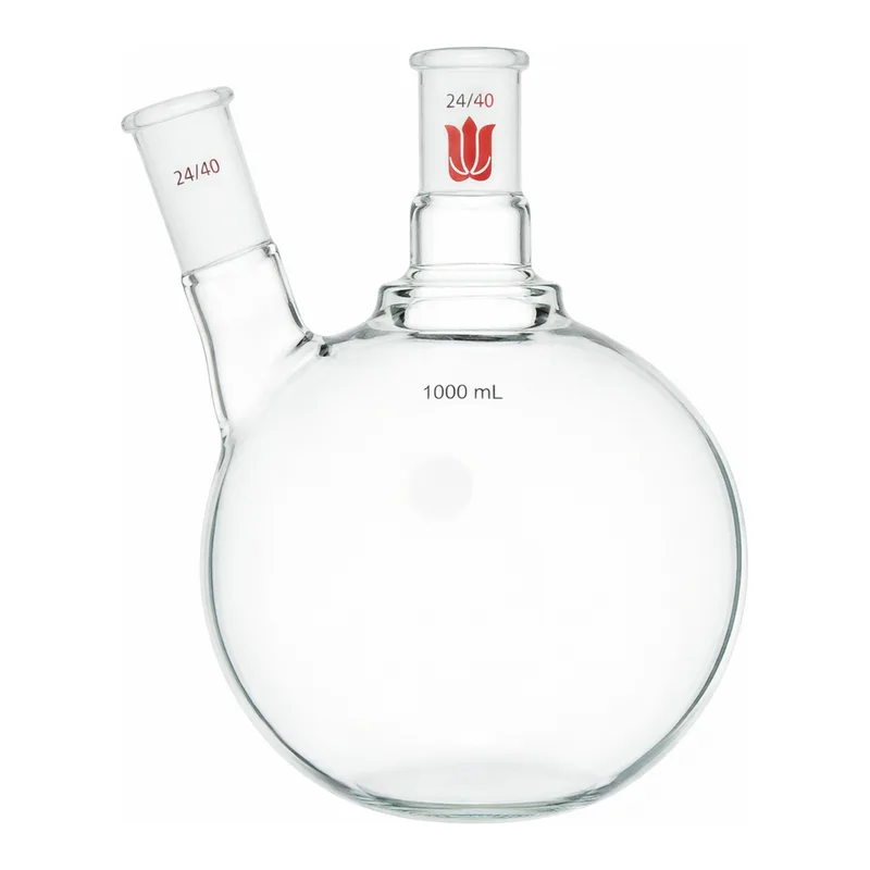Merck Synthware two neck round bottom flask with angled side neck