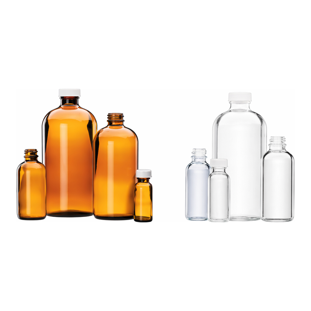 Merck Wheaton narrow mouth bottles with caps