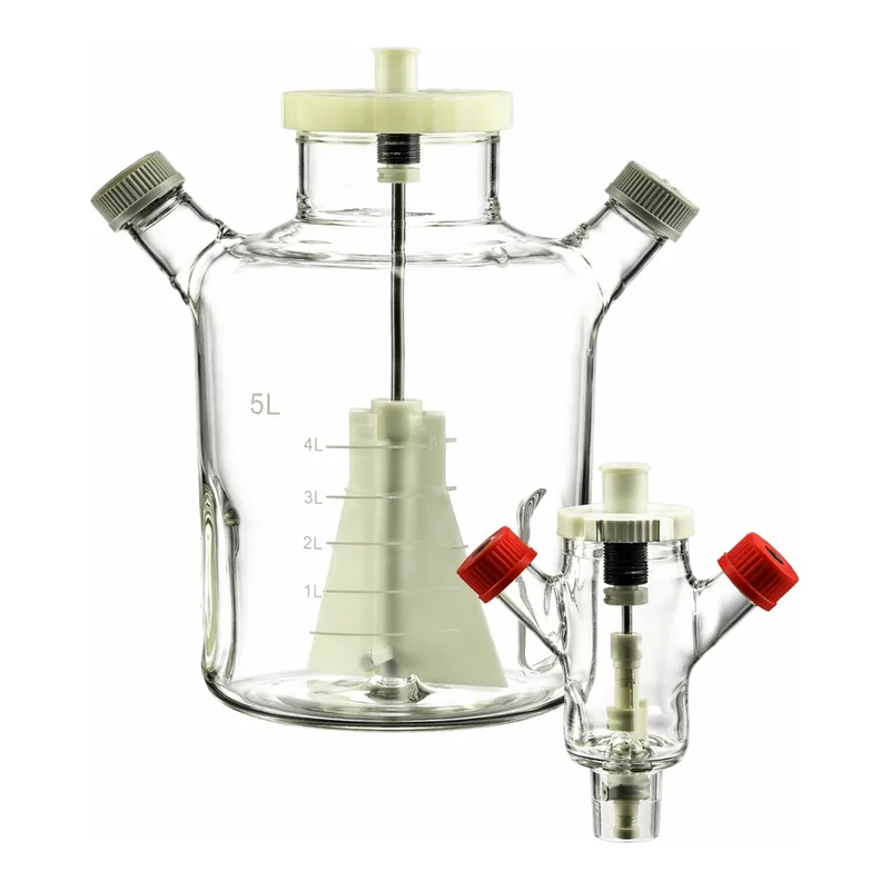 Merck Corning ProCulture glass spinner flask complete, baffled, angled sidearms