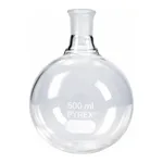 Merck Pyrex round-bottom boiling flask, short neck